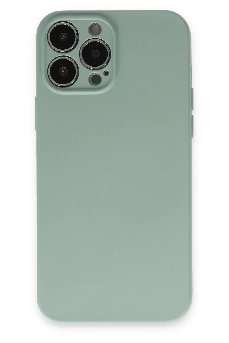 Apple iPhone 13 Pro Max Kılıf Nano içi Kadife Silikon - Su Yeşili
