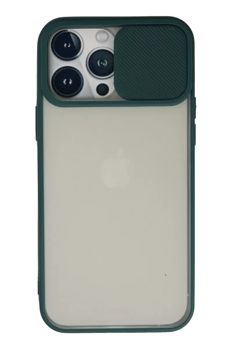 Apple iPhone 13 Pro Max Kılıf Palm Buzlu Kamera Sürgülü Silikon - Yeşil