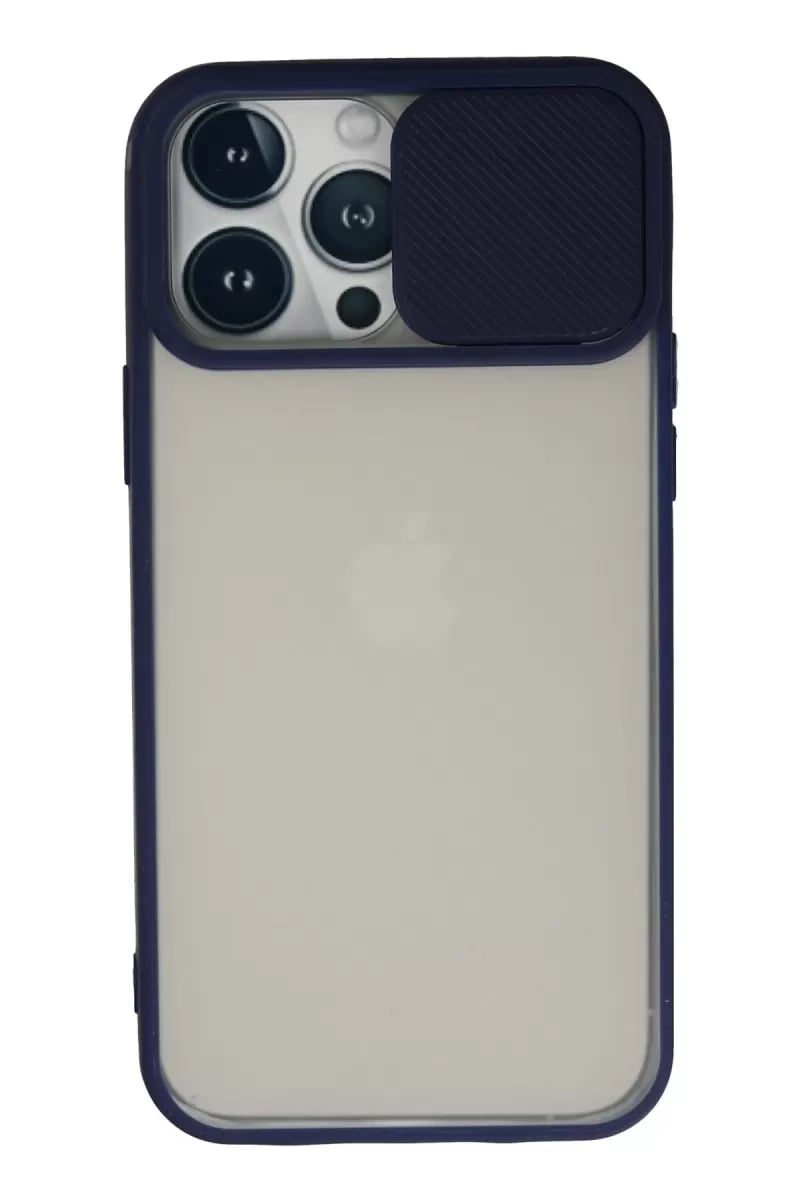 Apple iPhone 13 Pro Max Kılıf Palm Buzlu Kamera Sürgülü Silikon - Lacivert