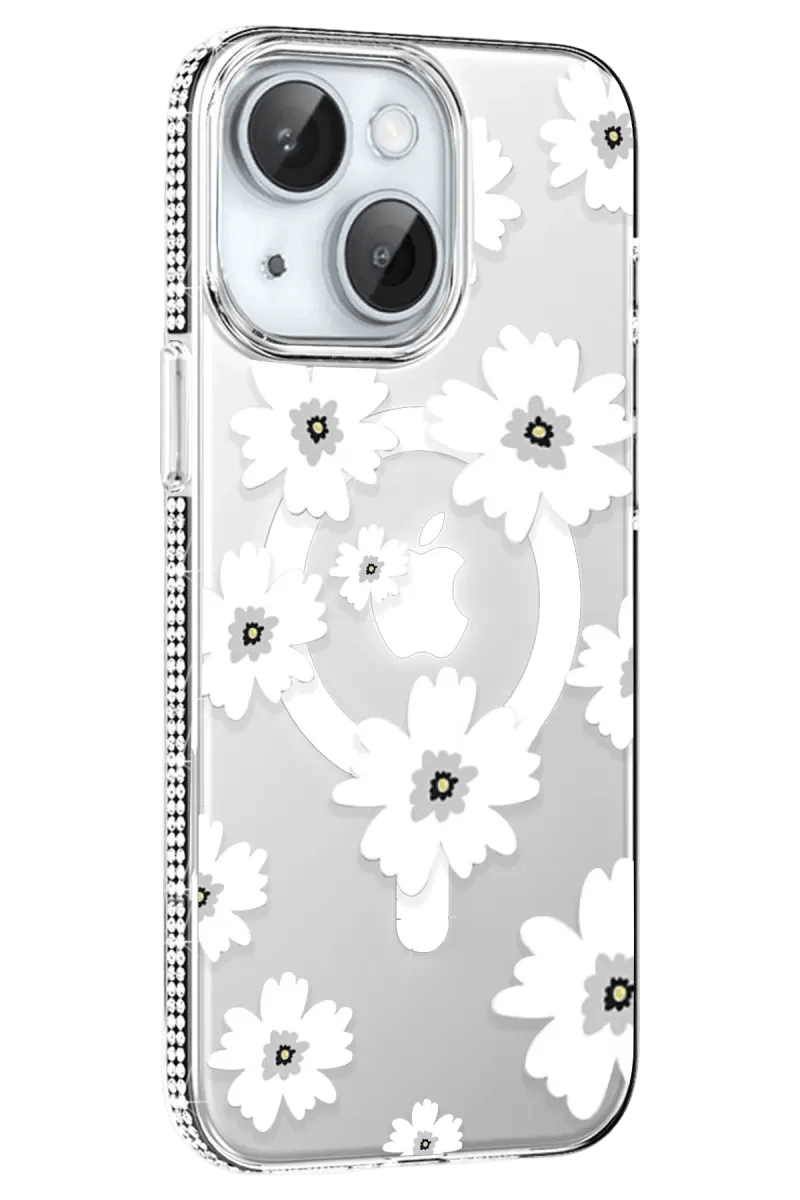 Apple iPhone 14 Floral Magsafe Kapak - Beyaz
