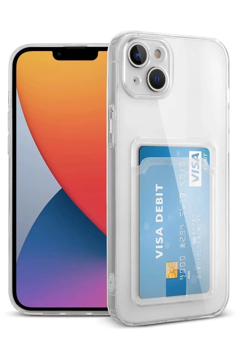Apple iPhone 14 Kılıf Kart Şeffaf Silikon - Şeffaf