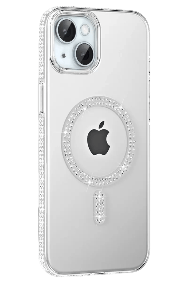 Apple iPhone 14 Move Taşlı Magsafe Kapak - Natural Grey