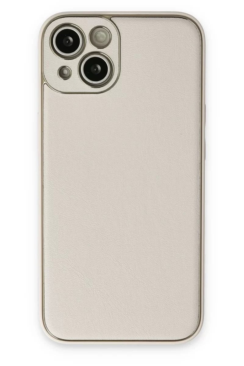 Apple iPhone 14 Plus Kılıf Coco Deri Silikon Kapak - Beyaz