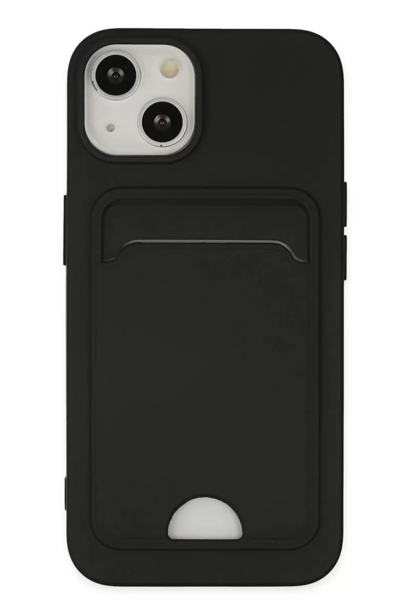Apple iPhone 14 Plus Kılıf Kelvin Kartvizitli Silikon - Siyah
