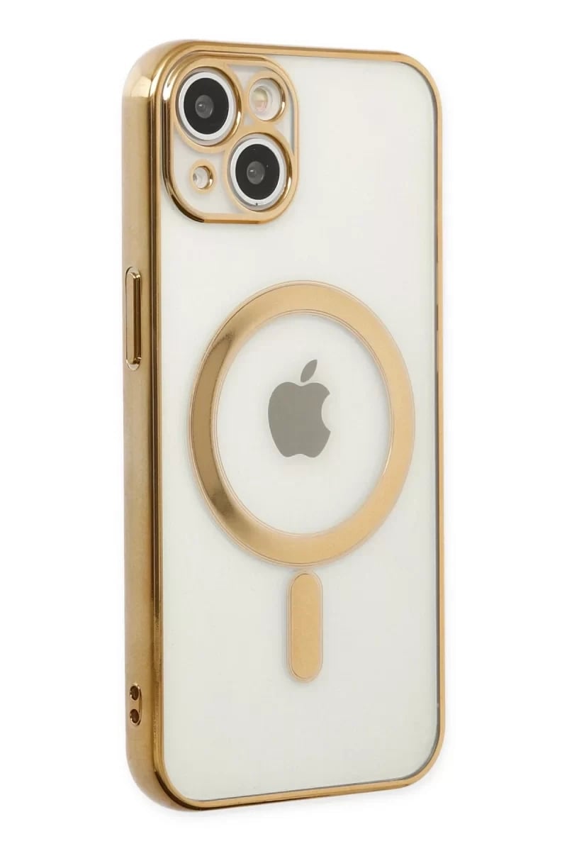 Apple iPhone 14 Plus Kılıf Magneticsafe Lazer Silikon - Gold