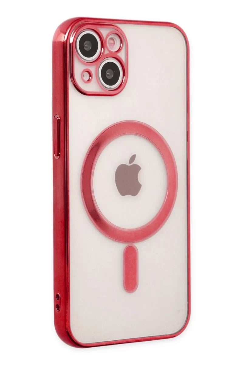 Apple iPhone 14 Plus Kılıf Magneticsafe Lazer Silikon - Kırmızı