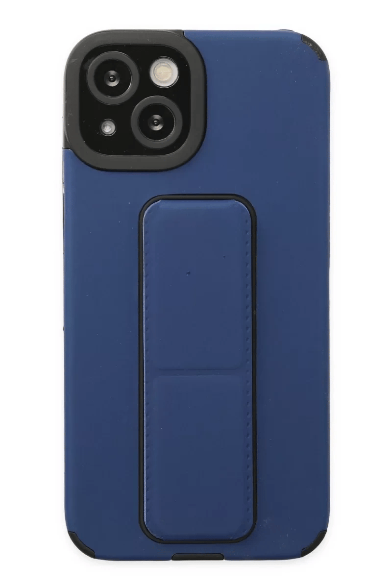 Apple iPhone 14 Plus Kılıf Mega Standlı Silikon - Mavi