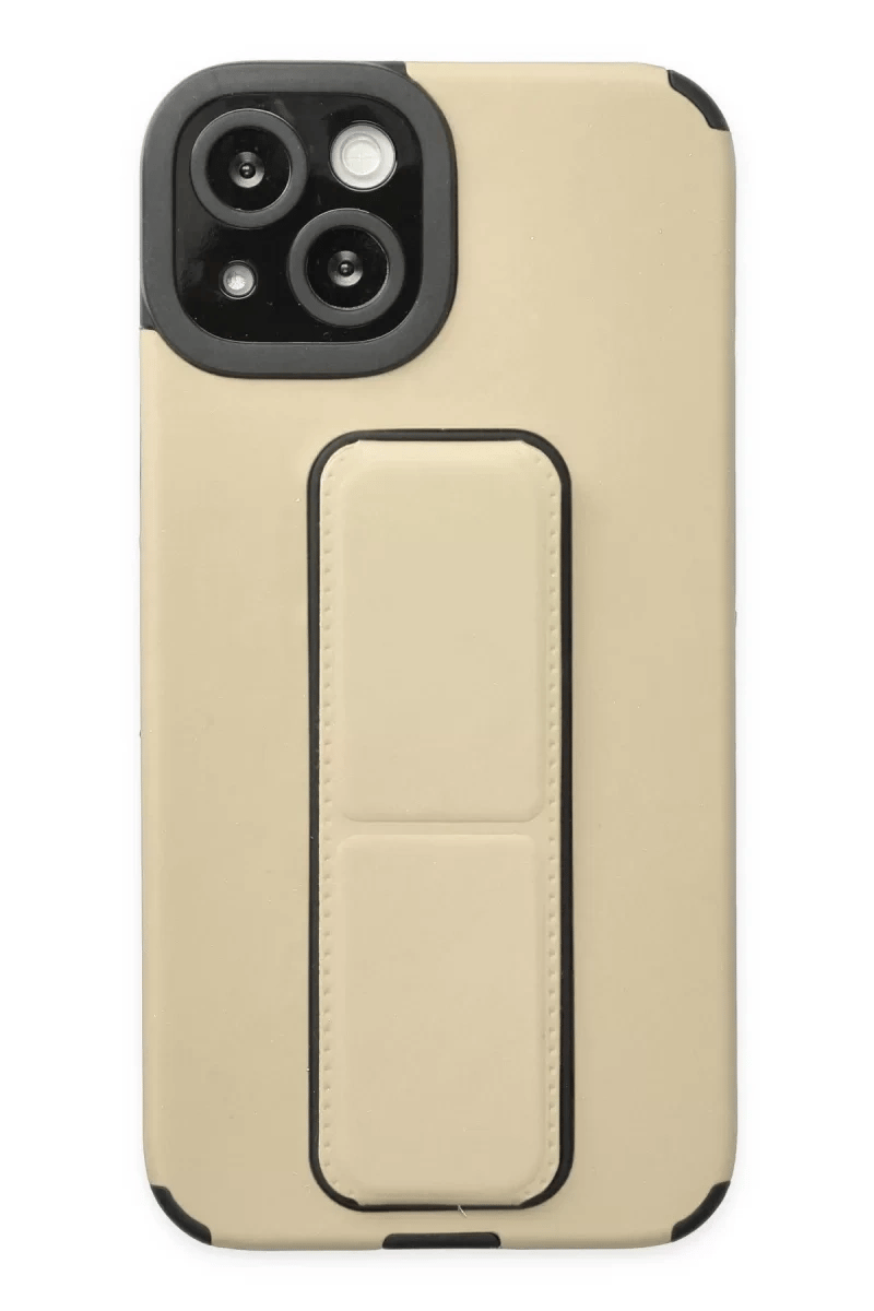 Apple iPhone 14 Plus Kılıf Mega Standlı Silikon - Gold
