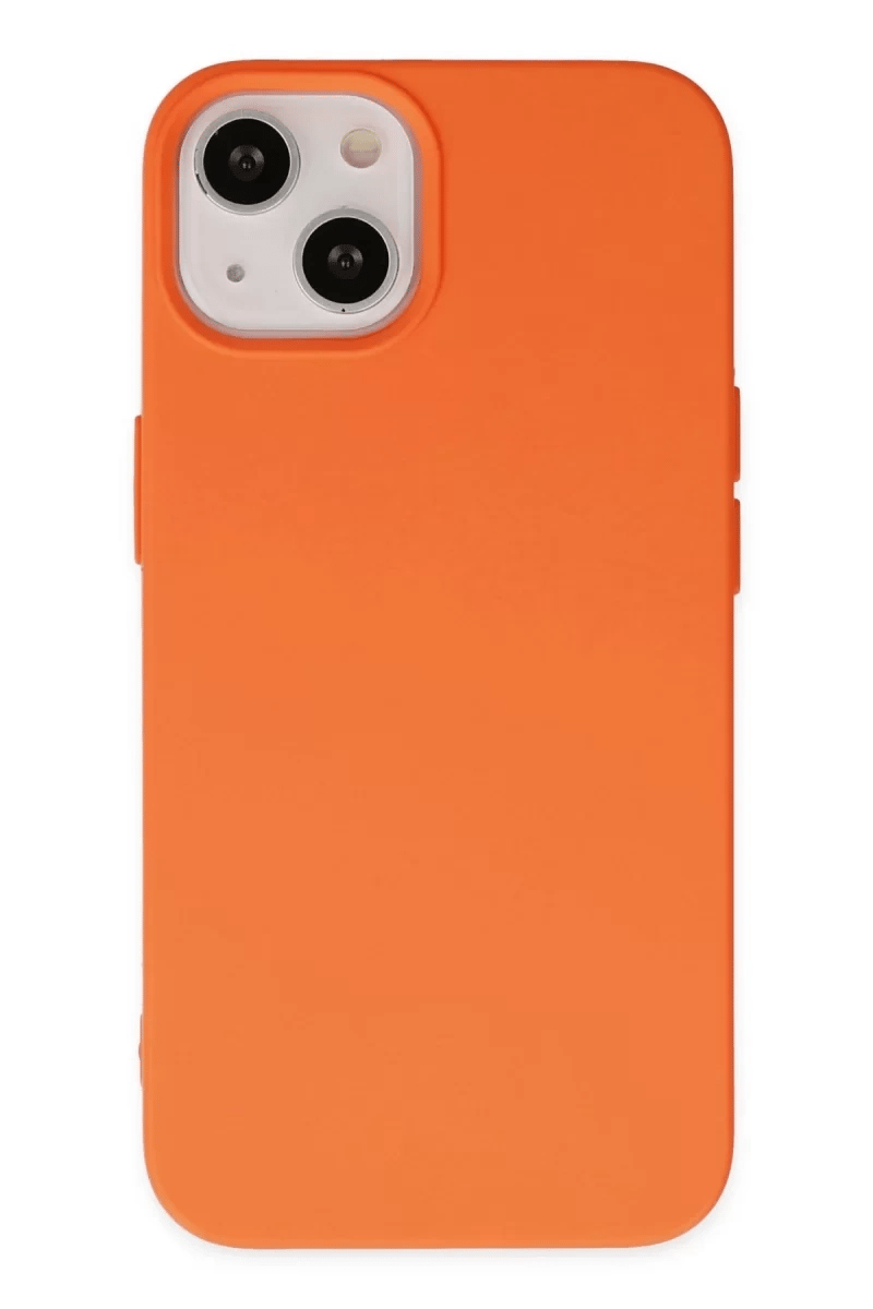 Apple iPhone 14 Plus Kılıf Nano içi Kadife Silikon - Turuncu