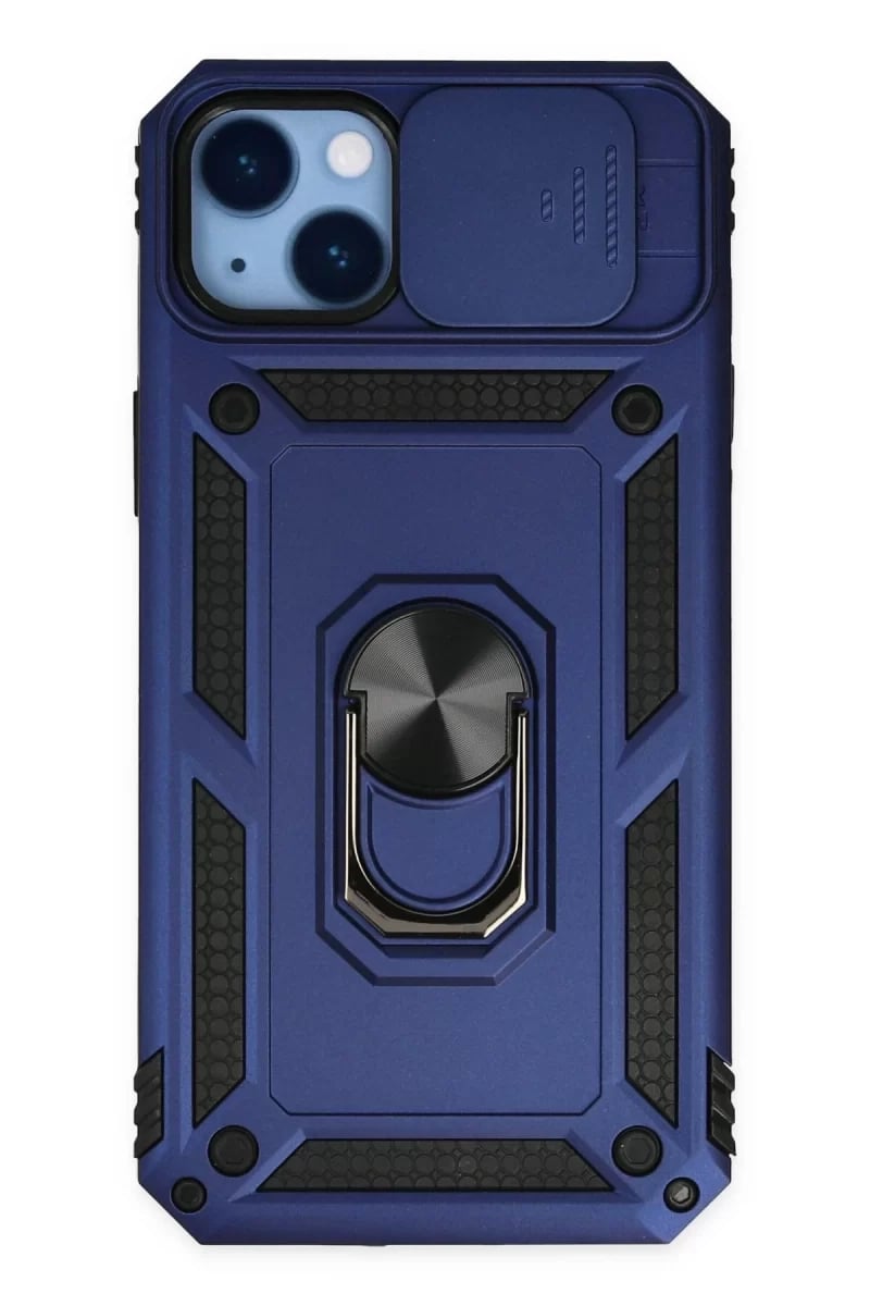 Apple iPhone 14 Plus Kılıf Pars Lens Yüzüklü Silikon - Lacivert