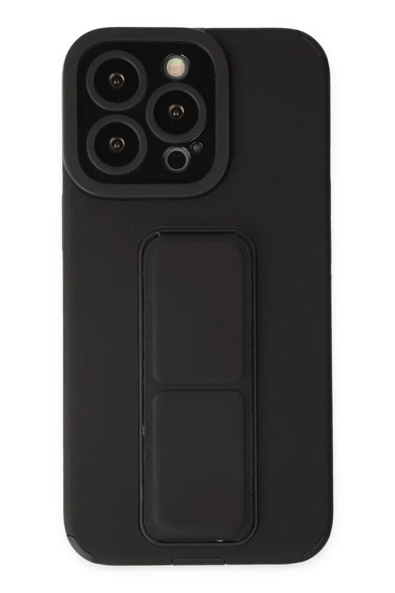 Apple iPhone 14 Pro Kılıf Mega Standlı Silikon - Siyah