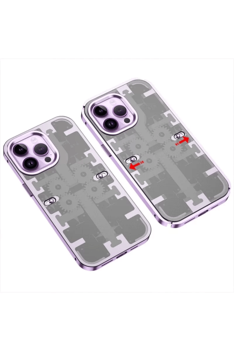 Apple iPhone 14 Pro Kılıf Mekanik Bumper Kapak - Derin Mor