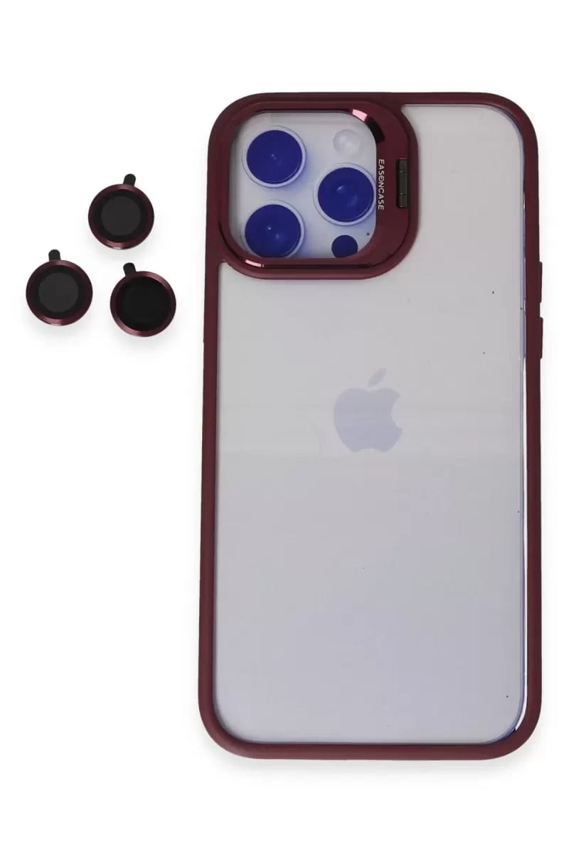 Apple iPhone 14 Pro Kılıf Roblox Lens Standlı Kapak - Bordo