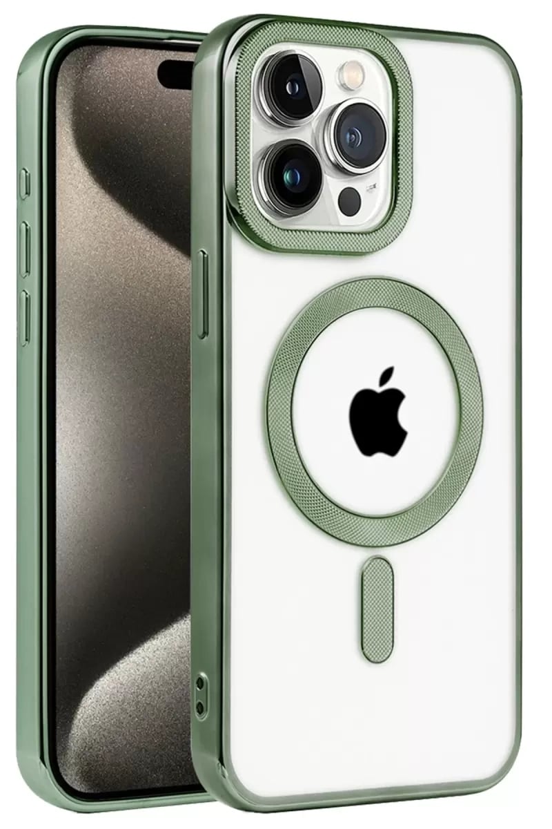Apple iPhone 14 Pro Max Kılıf Kronos Magsafe Kapak - Koyu Yeşil