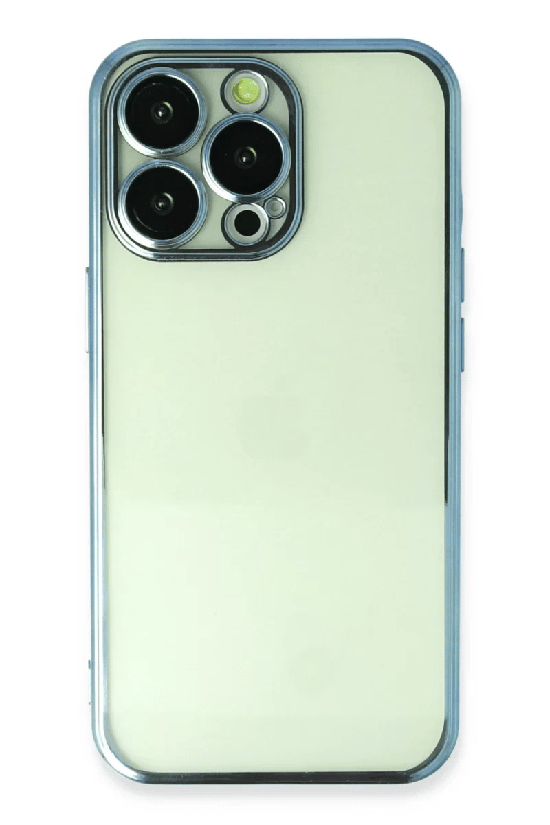 Apple iPhone 14 Pro Max Kılıf Lensli Silikon - Açık Mavi