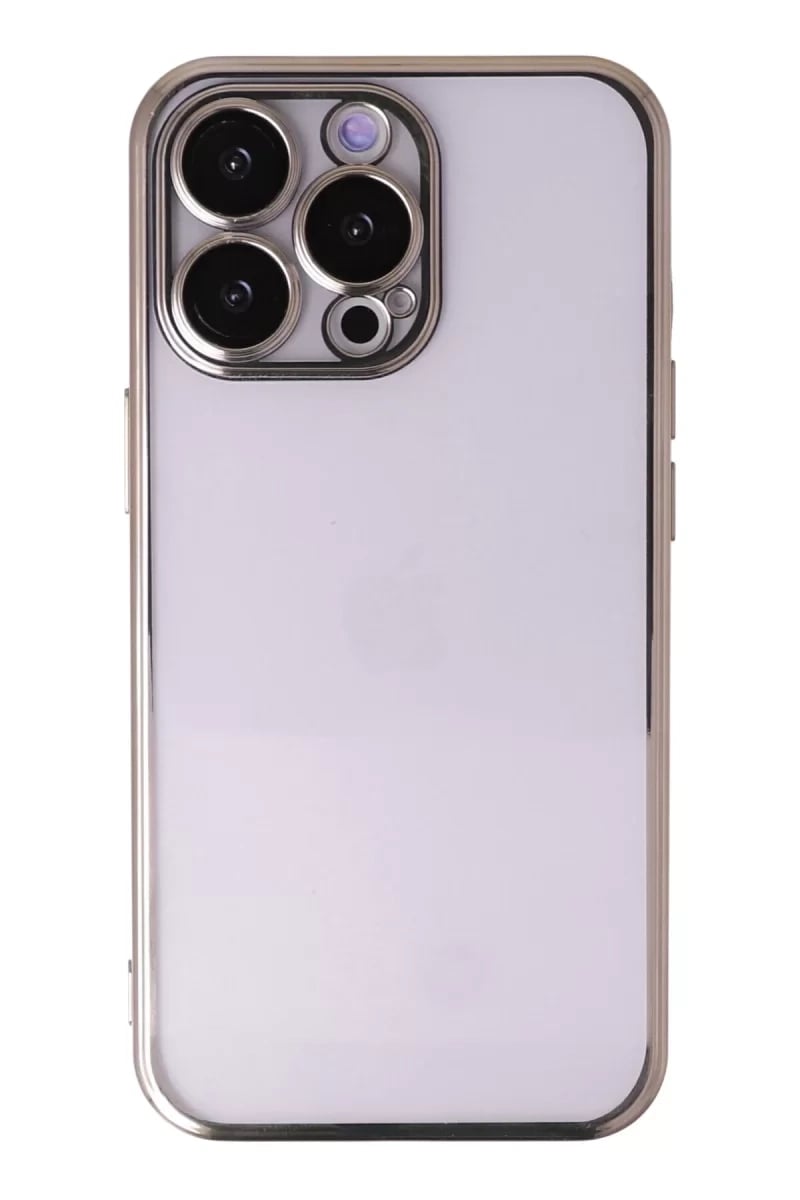 Apple iPhone 14 Pro Max Kılıf Lensli Silikon - Gold