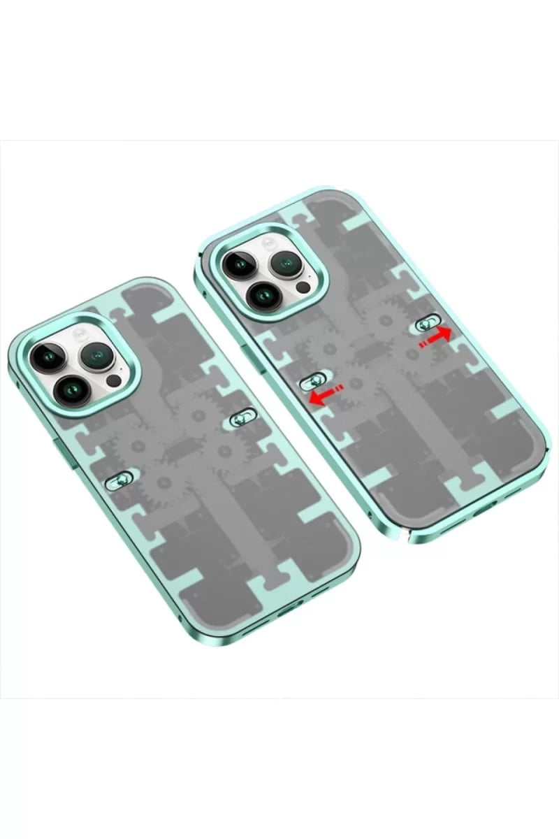 Apple iPhone 14 Pro Max Kılıf Mekanik Bumper Kapak - Yeşil