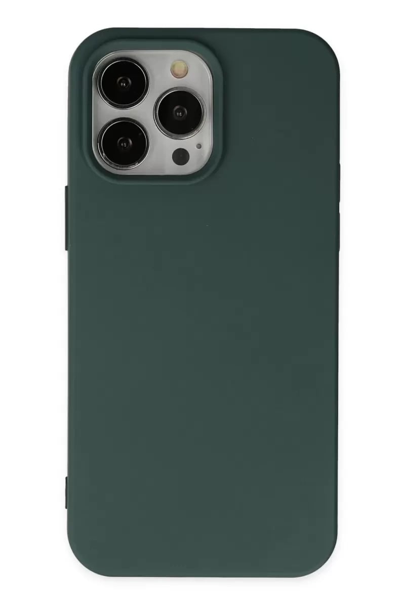 Apple iPhone 14 Pro Max Kılıf Nano içi Kadife Silikon - Koyu Yeşil