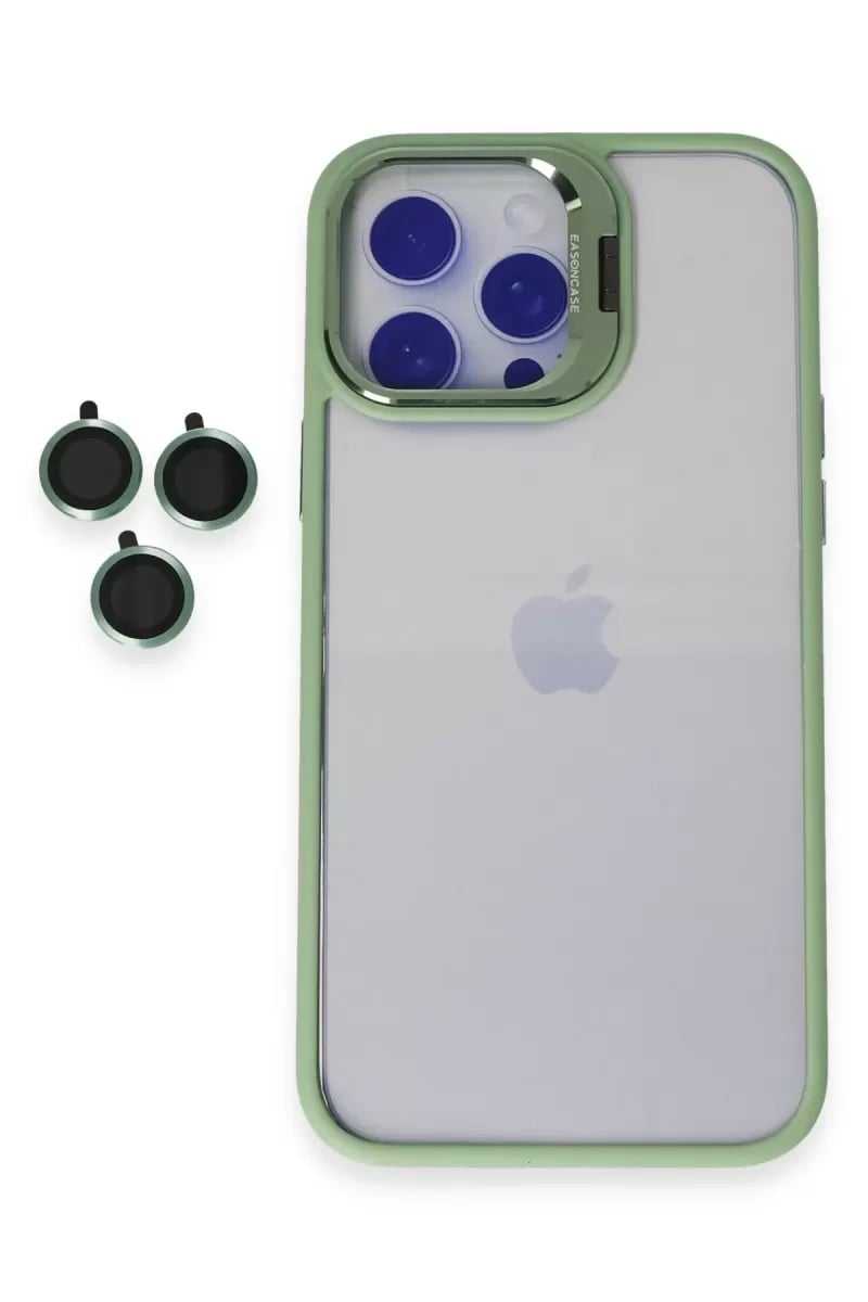 Apple iPhone 14 Pro Max Kılıf Roblox Lens Standlı Kapak - Yeşil