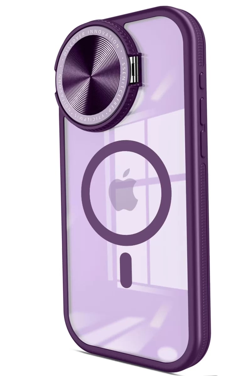 Apple iPhone 14 Pro Max Kılıf Teleskop Lens Magsafe Silikon Kapak - Derin Mor
