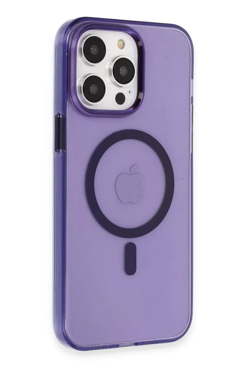 Apple iPhone 14 Pro Max Kılıf Tron Şeffaf Magsafe Kapak - Derin Mor