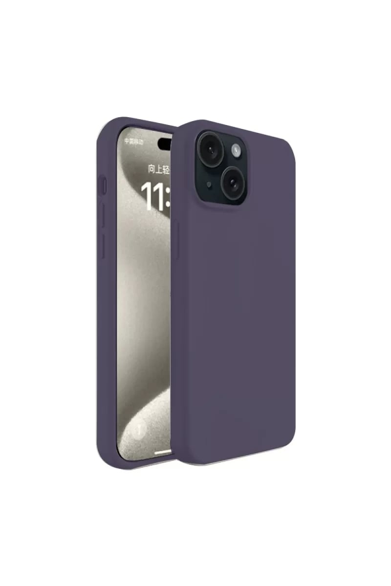 Apple iPhone 15 Kılıf First Silikon - Mürdüm