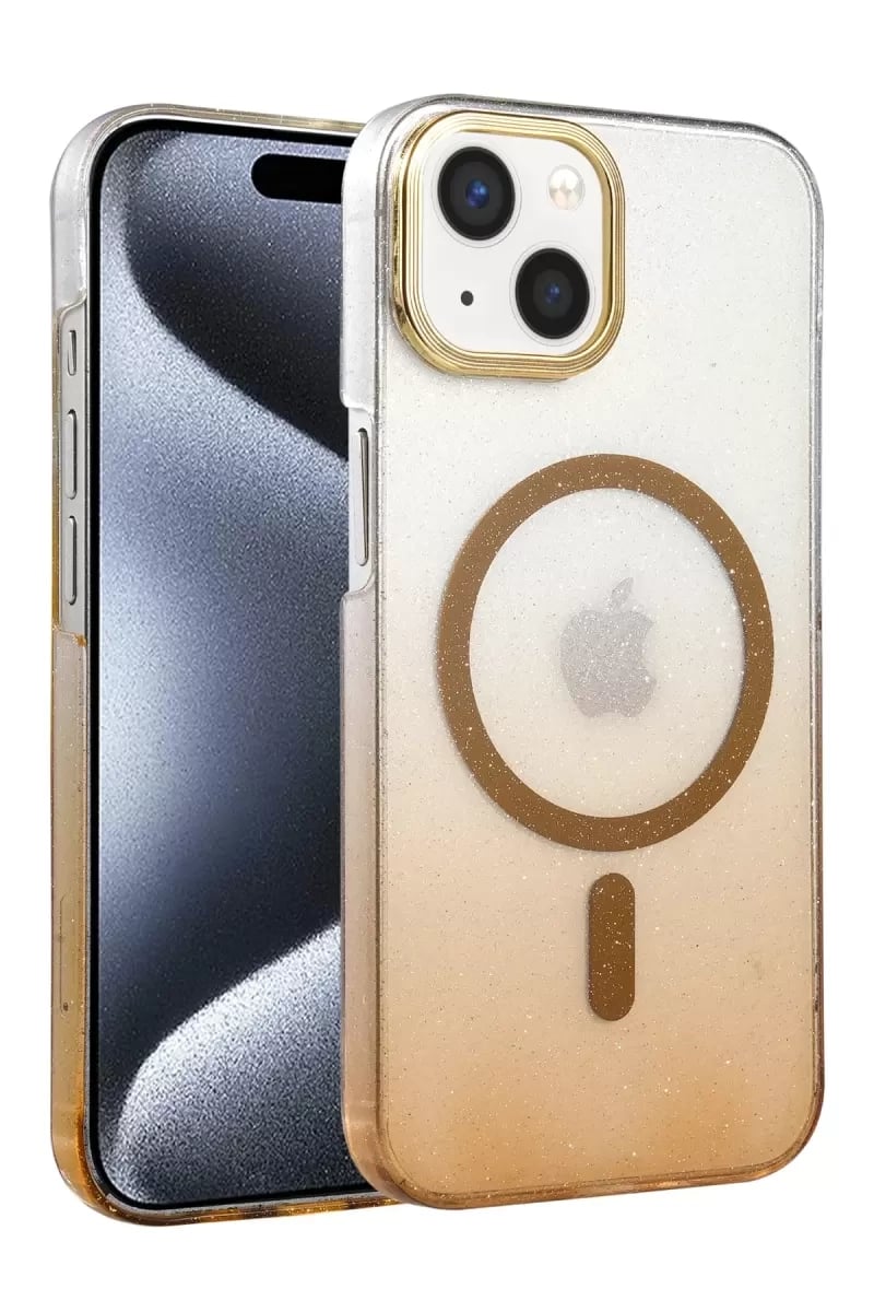 Apple iPhone 15 Plus Glossy Magsafe Kapak - Çöl Titanyum