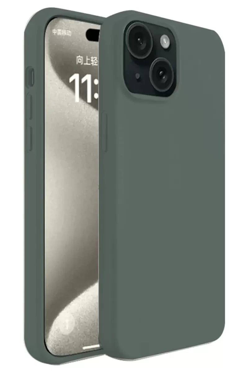 Apple iPhone 15 Plus Kılıf First Silikon - Koyu Yeşil