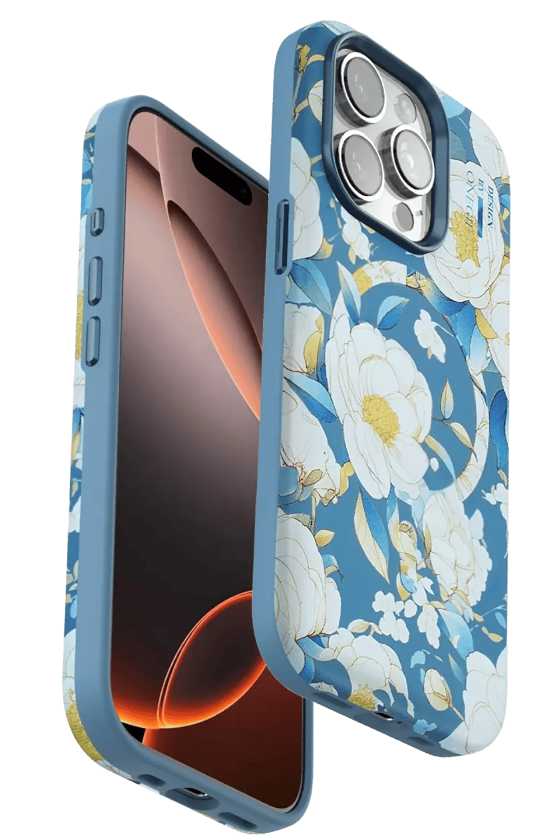 Apple iPhone 15 Pro Flower Series Magsafe Kapak - Mavi