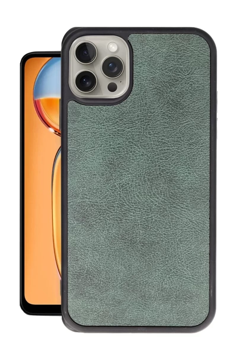 Apple iPhone 15 Pro Kılıf Aras Deri Kapak - Koyu Yeşil