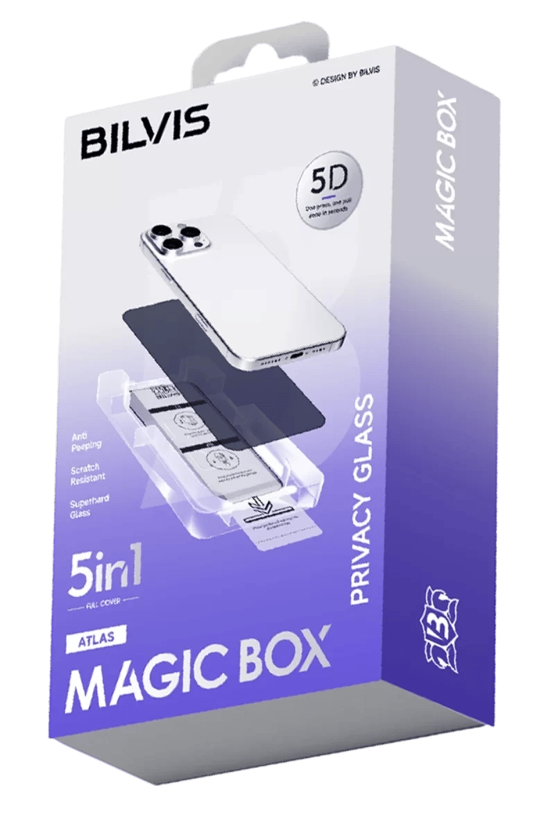 Apple iPhone 15 Pro Max Bilvis 5in1 5D Magic Hayalet Cam Ekran Koruyucu - Siyah