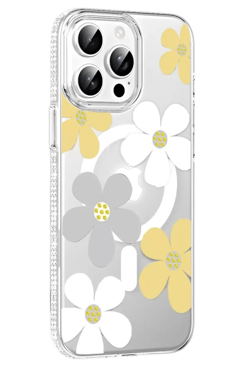 Apple iPhone 15 Pro Max Floral Magsafe Kapak - Sarı