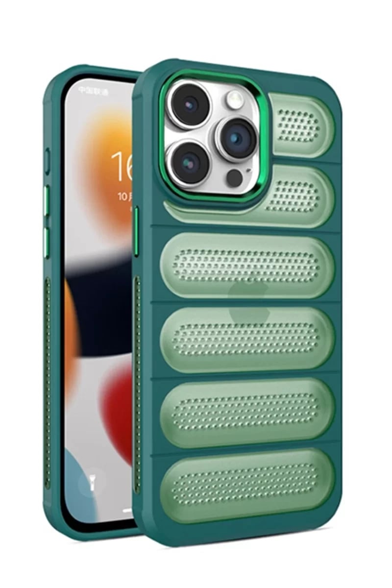 Apple iPhone 15 Pro Max Kılıf Airmax Silikon Kapak - Koyu Yeşil