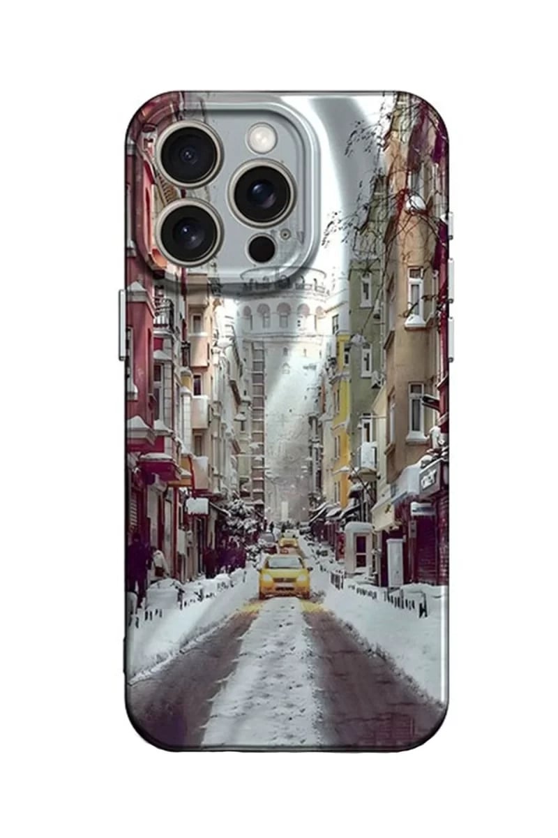 Apple iPhone 15 Pro Max Kılıf Crew Desenli Kapak - Galata Kulesi