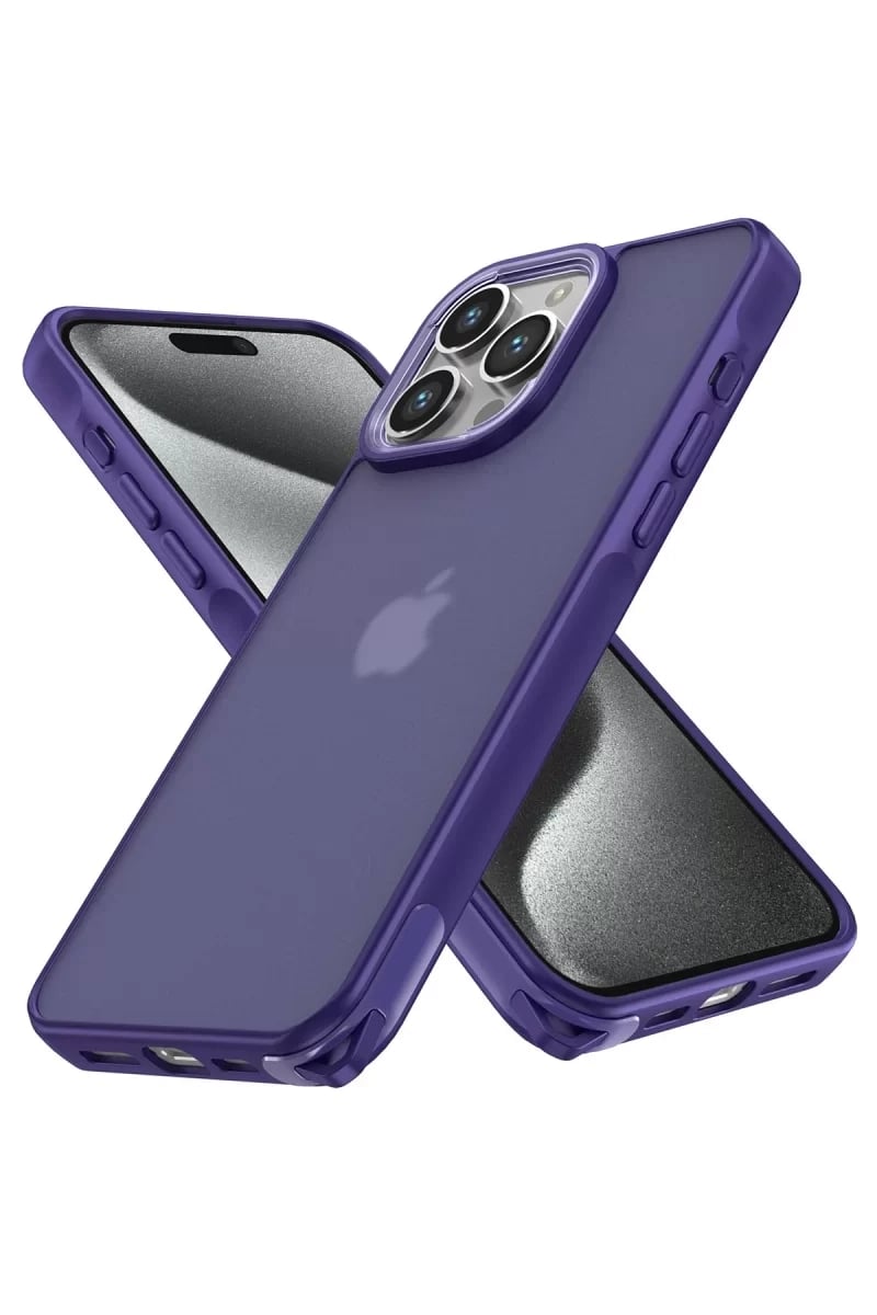 Apple iPhone 15 Pro Max Kılıf Elegant Kapak - Derin Mor