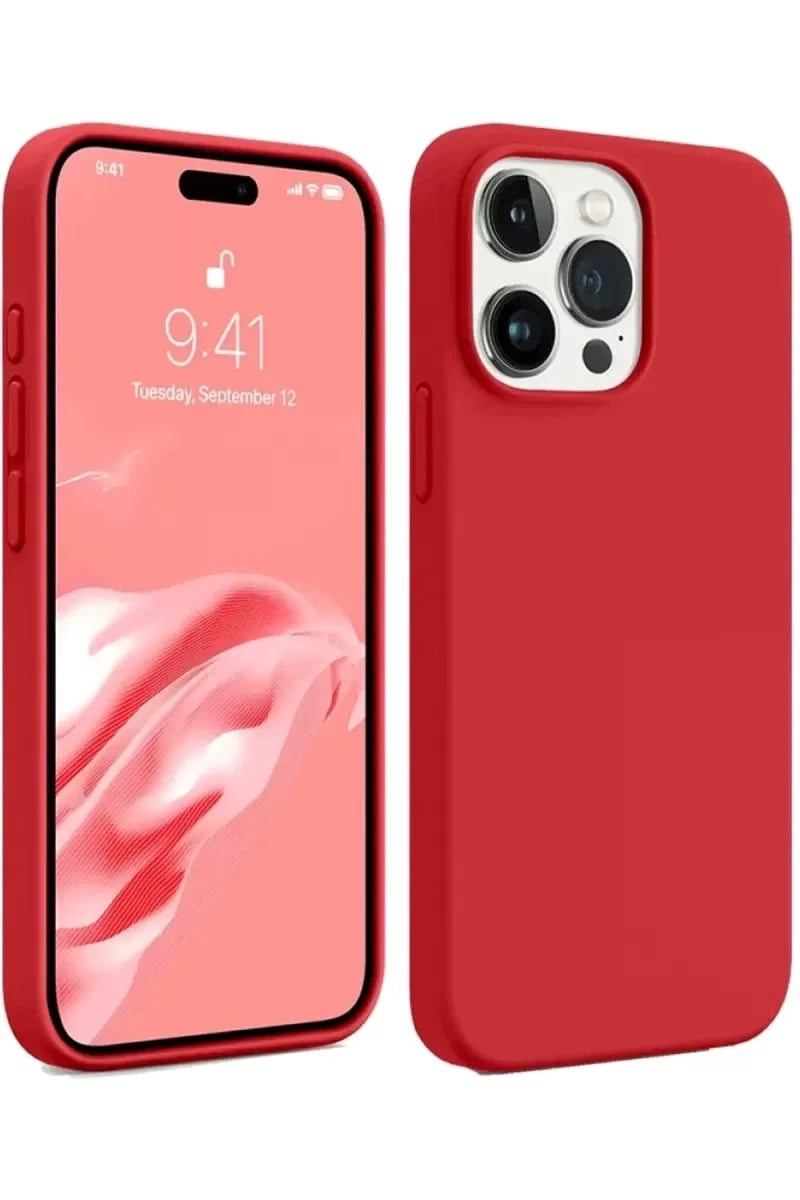 Apple iPhone 15 Pro Max Kılıf First Silikon - Kırmızı