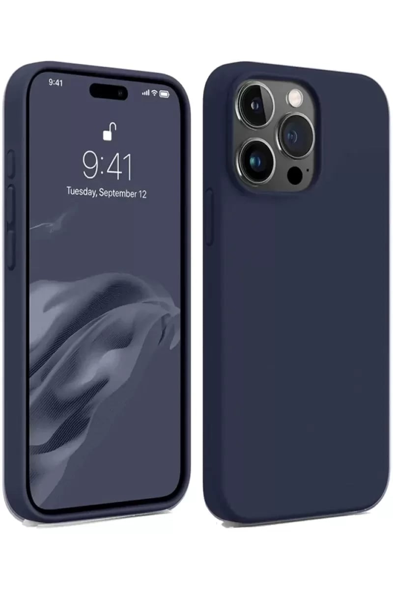 Apple iPhone 15 Pro Max Kılıf First Silikon - Lacivert