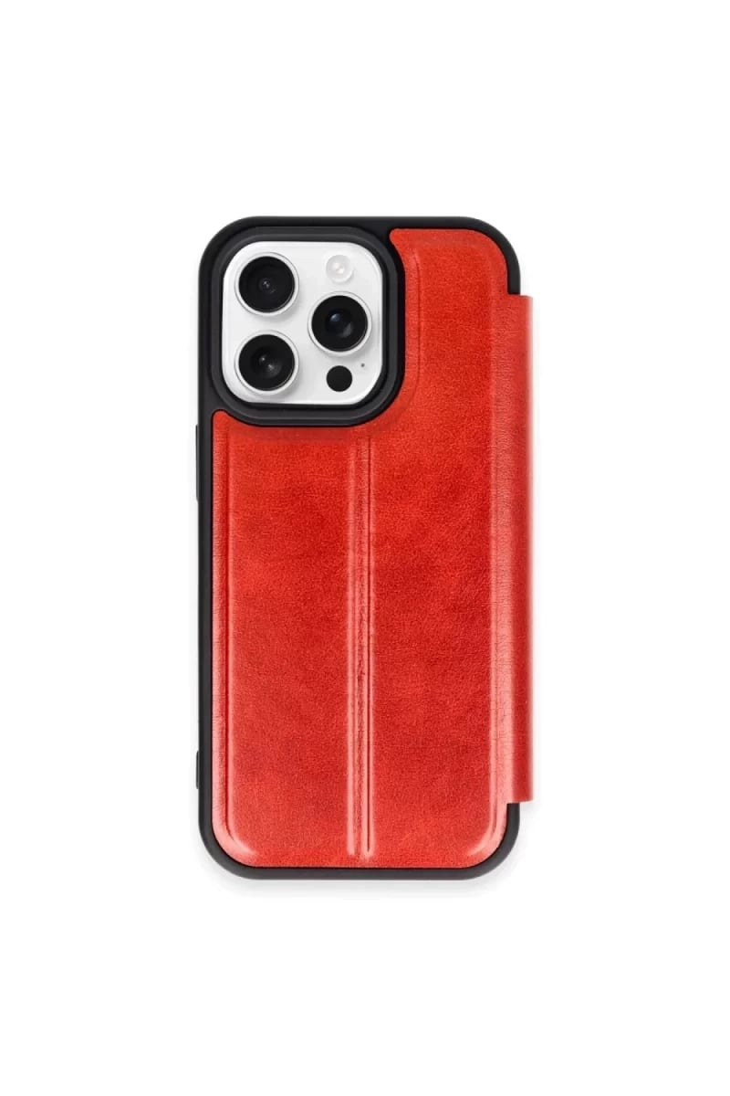 Apple iPhone 15 Pro Max Kılıf Flip Cover - Kırmızı