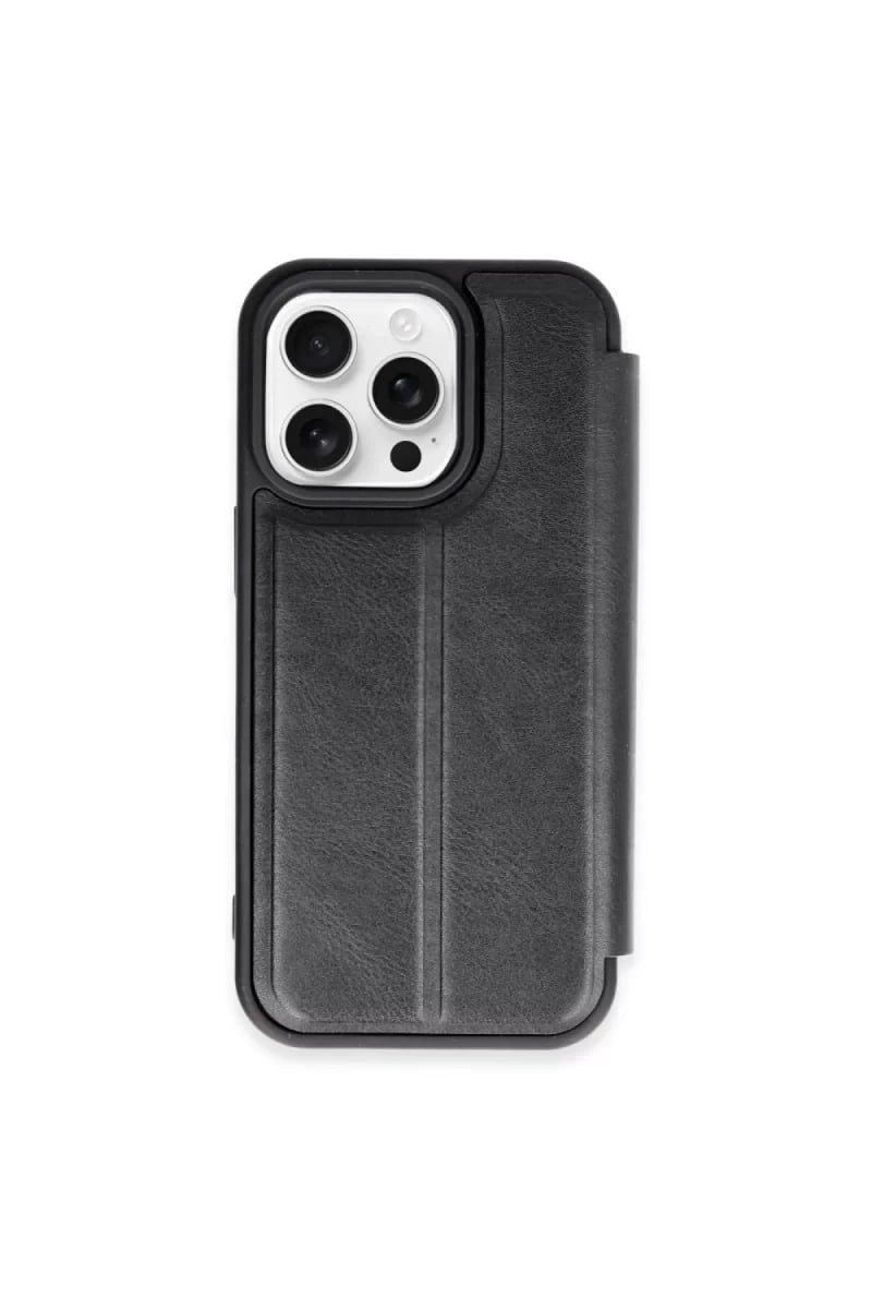 Apple iPhone 15 Pro Max Kılıf Flip Cover - Siyah
