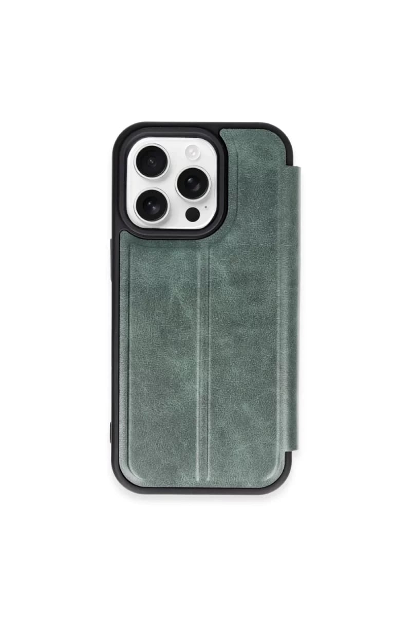 Apple iPhone 15 Pro Max Kılıf Flip Cover - Koyu Yeşil
