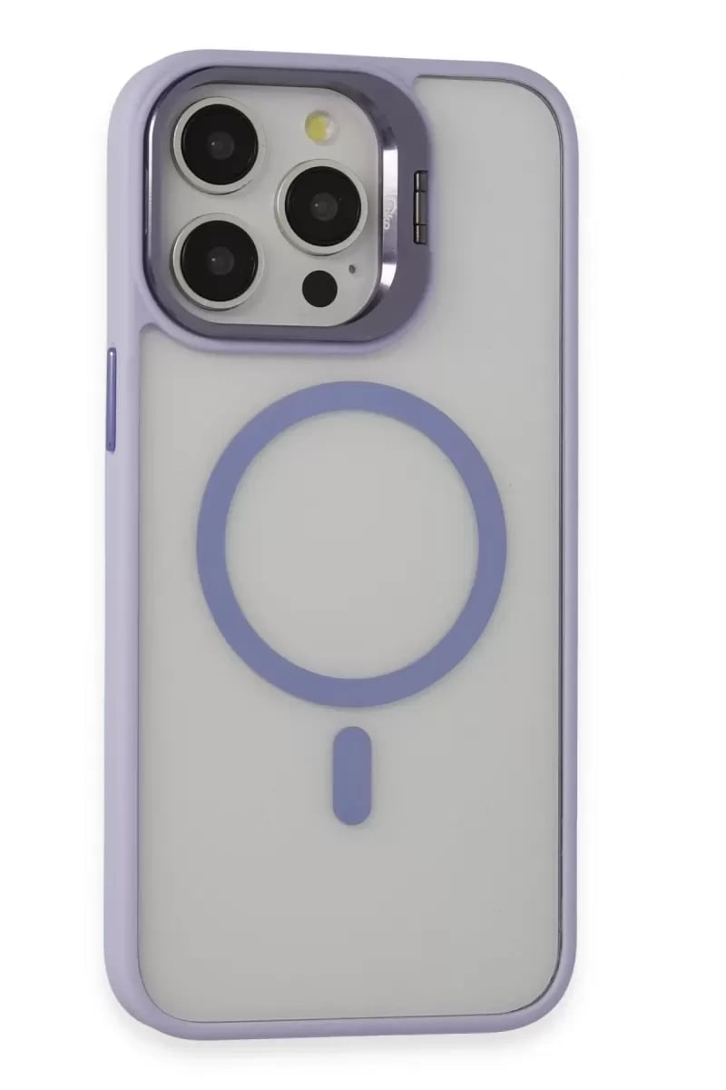 Apple iPhone 15 Pro Max Kılıf Roblox Lens Magsafe Standlı Kapak - Lila