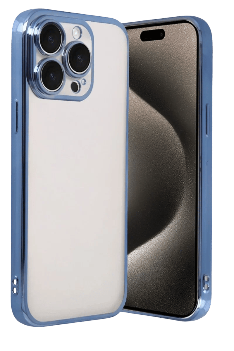 Apple iPhone 15 Pro Max Lensli Silikon - Açık Mavi