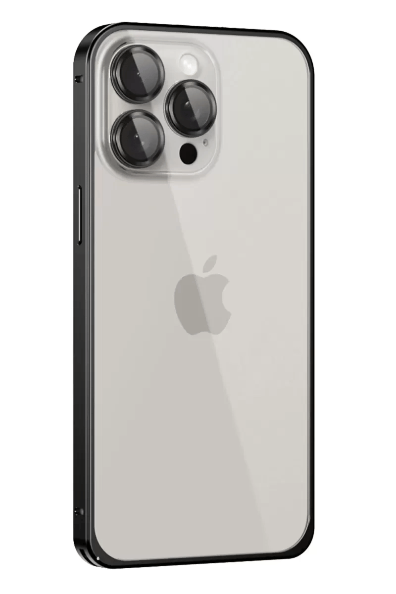Apple iPhone 15 Pro Max Metal Bumper Mat Kapak - Siyah