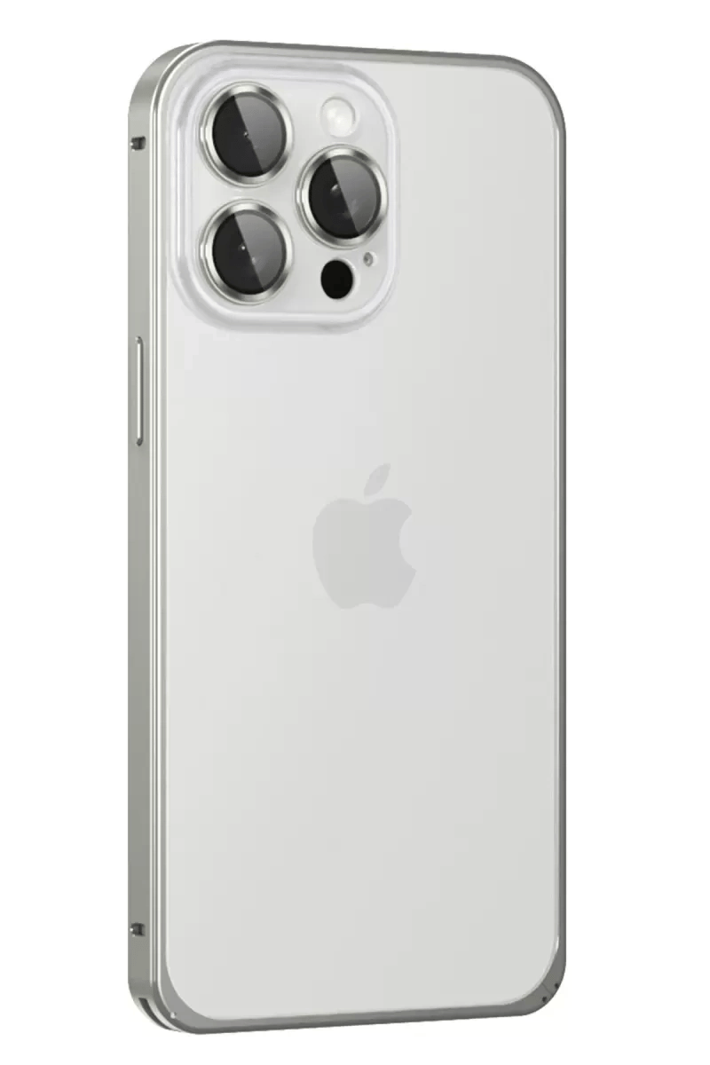 Apple iPhone 15 Pro Metal Bumper Mat Kapak - Gri