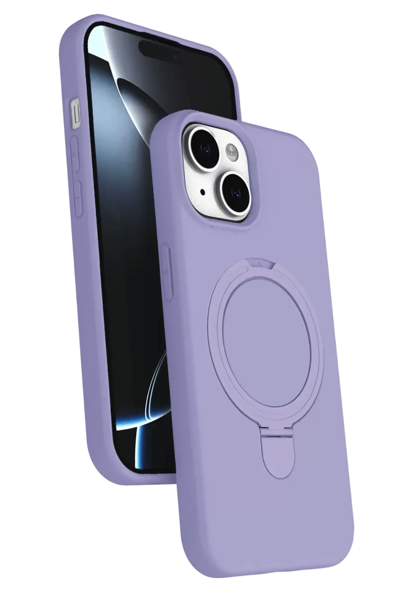 Apple iPhone 15 Regal Magsafe Standlı Kapak - Lila