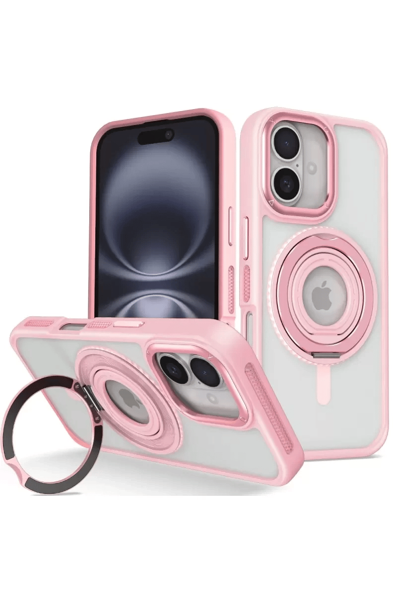 Apple iPhone 16 Banza Magsafe Standlı Kapak - Pembe