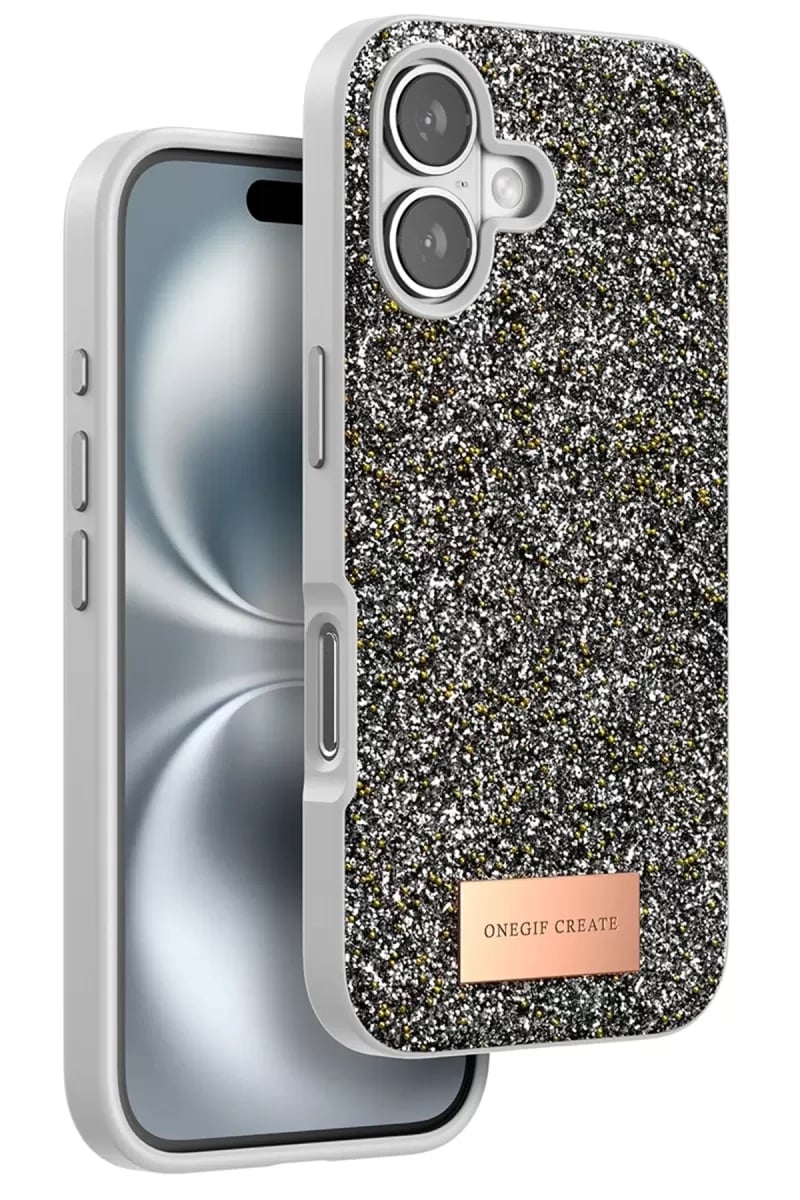 Apple iPhone 16 Bright Simli Kapak - Gümüş