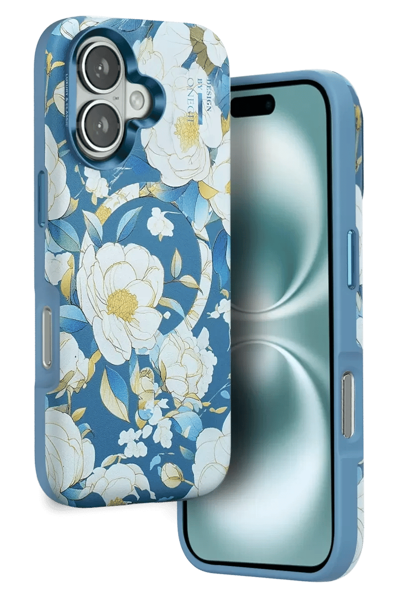 Apple iPhone 16 Flower Series Magsafe Kapak - Mavi