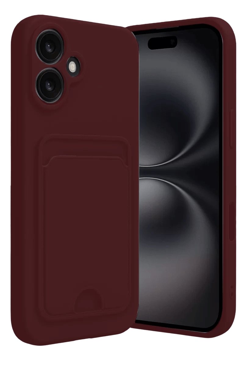 Apple iPhone 16 Kılıf Kelvin Kartvizitli Silikon - Bordo