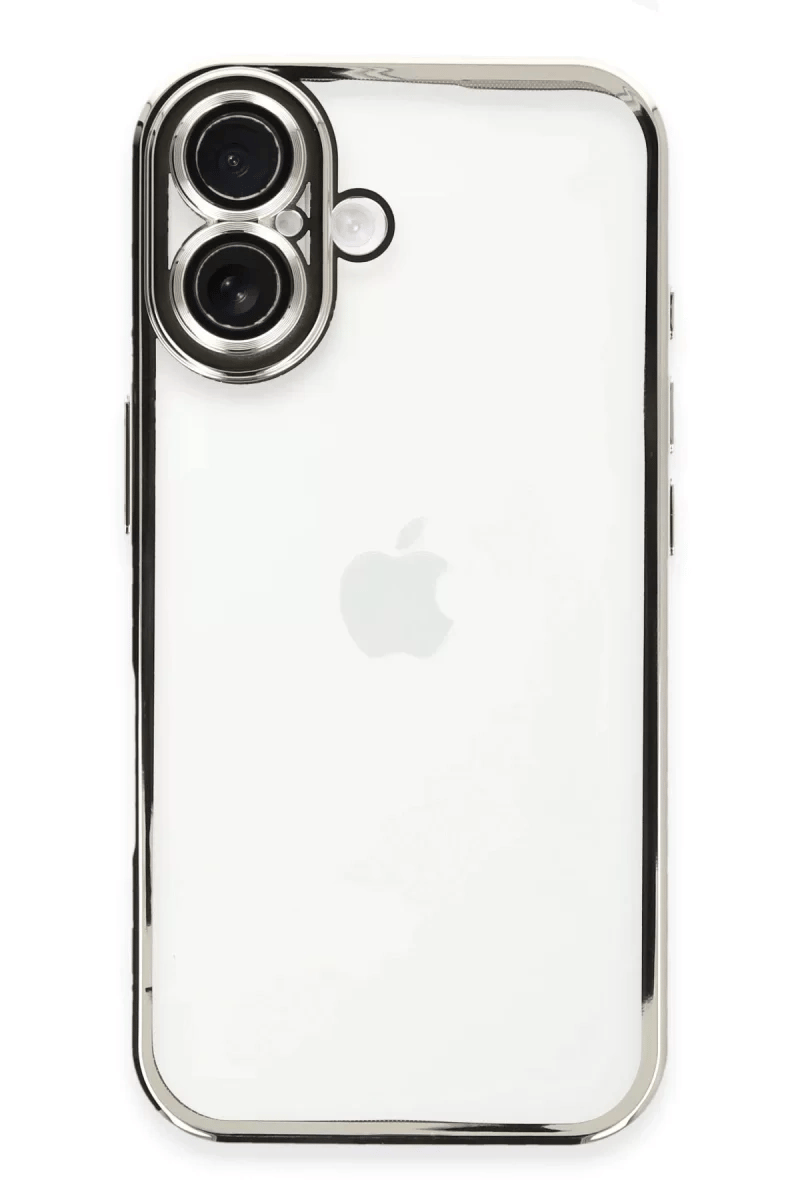Apple iPhone 16 Kılıf Lensli Silikon - Gümüş